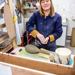 Kate Langrish-Smith working in her studio 2019